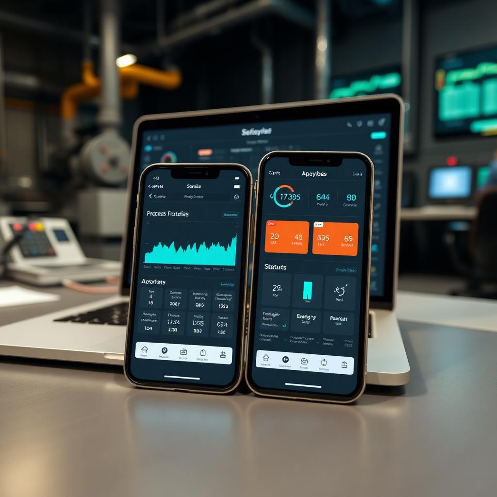 Individuell angepasste Prozess-App auf Smartphone und Laptop im Leitstand